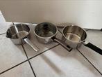 3 hele fijne steelpannen maat 17cm, Ophalen of Verzenden, Zo goed als nieuw, Rvs, Pannenset