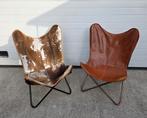 2 x Butterfly Chairs vlinderstoelen fauteuil koe en cognac, Huis en Inrichting, Fauteuils, Ophalen of Verzenden, Zo goed als nieuw