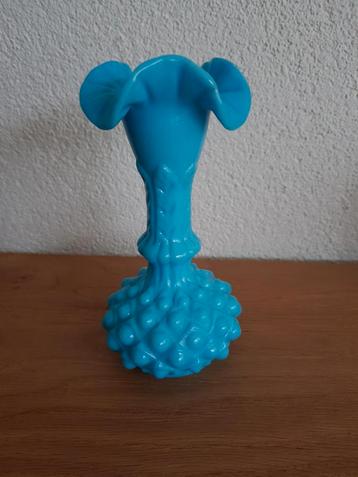 Vaasje Antiek glas- 16,5 cm - Azuurblauw Vaasje beschikbaar voor biedingen