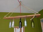 Handgemaakte Hanglamp met wijnen flessen 5 lampen, Huis en Inrichting, Lampen | Hanglampen, Ophalen, Gebruikt, Industriële/ rustieke