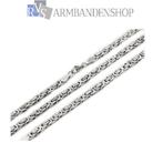 RVS sieraden set platte koningsschakel ketting armband, Sieraden, Tassen en Uiterlijk, Kettingen, Verzenden, Nieuw, Zilver, Overige materialen