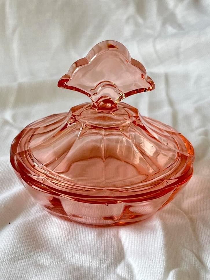 Antieke rosaline poederdoos / sieraadendoosje, Antiek en Kunst, Antiek | Glas en Kristal, Ophalen of Verzenden