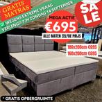 Korting Boxspring Opbergruimte Alle Maten Gratis Matras Sale, Crème, Ophalen of Verzenden, 180 cm, 200 cm