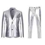 Heren zilveren kostuum pak blazer zilver colbert broek feest, Kleding | Heren, Verzenden, Nieuw