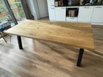 Houten eettafel met stalen poten – industrieel design, Huis en Inrichting, Tafels | Eettafels, Ophalen, 200 cm of meer, 50 tot 100 cm