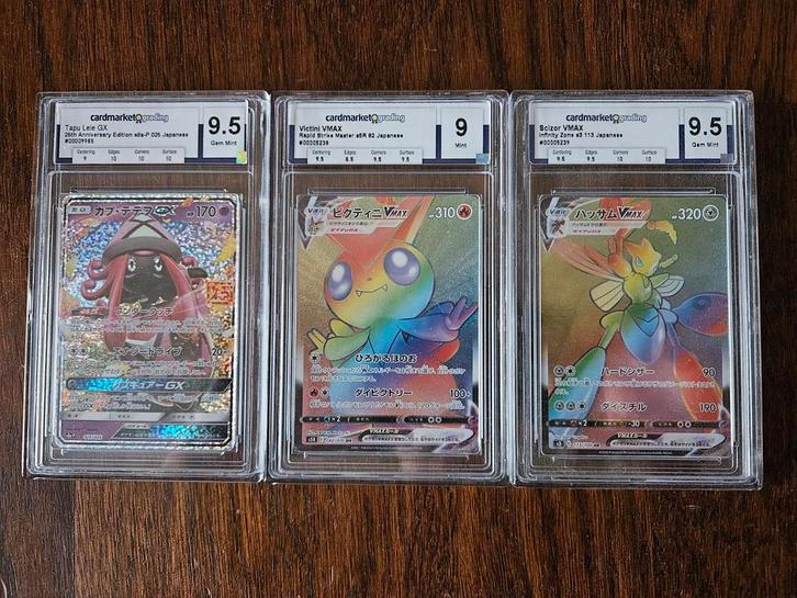Lot van 3 cardmarket graded kaarten, Hobby en Vrije tijd, Verzamelkaartspellen | Pokémon, Zo goed als nieuw, Losse kaart, Ophalen of Verzenden