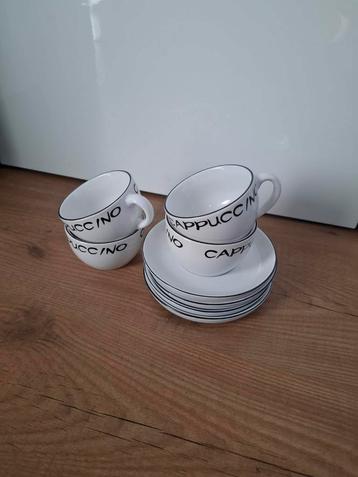 Cappuccino Kopjes Set - Zwart Wit Design beschikbaar voor biedingen