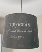 Gave metalen grijze hanglamp met tekst, Ophalen, Rond, Zo goed als nieuw, 50 cm of meer