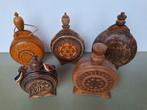 lot 5st vintage traditionele Roemeense folklore houten fles, Antiek en Kunst, Ophalen of Verzenden