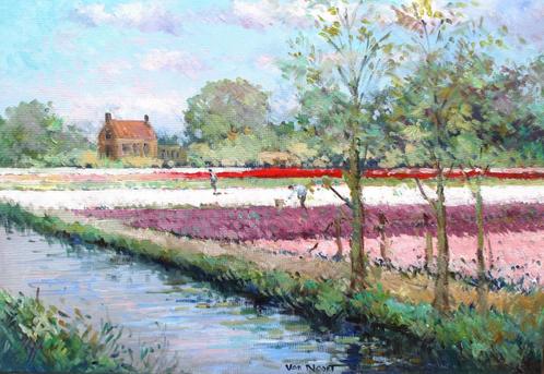 VAN NOORT  BOLLENVELD TE HILLEGOM   GROOT, Antiek en Kunst, Kunst | Schilderijen | Klassiek, Ophalen