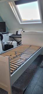 Eenpersoonsbed met nachtkastje, wit, 90x200cm, Huis en Inrichting, Ophalen, Gebruikt, 90 cm, Eenpersoons