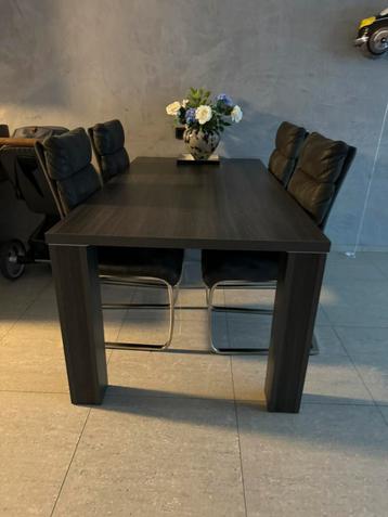 Eet Tafel en stoelen set van 4. Antraciet 