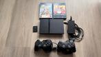 PlayStation 2 PS2 Slim Met 2 Controllers Beach Volleyball, Gebruikt, Zwart, Met games, Met 2 controllers