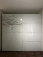 Luxe afgewerkte Ikea Pax kast (Wit / Schuifdeur / Marmer), Ophalen, 200 cm of meer, Met klep(pen), Zo goed als nieuw