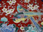 Wandbord met 2 vogels blauwe rand, midden ossen rood, Ophalen of Verzenden