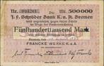 Duits noodgeld 4 verschillende biljetten van 500.000 mark, Verzenden, Duitsland, Los biljet