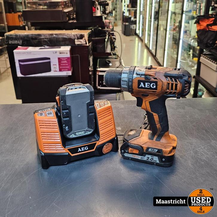 AEG BS 18 C accuboor met 2x accu 18v / 2.0 AH + lader, Doe-het-zelf en Verbouw, Gereedschap | Boormachines, Zo goed als nieuw
