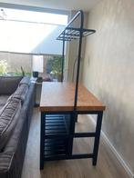 Ikea Vadholma, keukeneiland met rek, zwart/eiken, Ophalen, 100 tot 150 cm, 75 cm of meer, Zwart