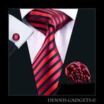 Dennis Gadgets: 100 % zijden stropdas ( 3 delig !! ) DG0219, Nieuw, Effen, Ophalen, Rood