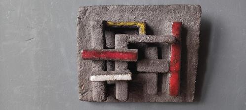 Kubistisch werkje uit grove klei,loodglazuur kleuren pallet, Antiek en Kunst, Kunst | Designobjecten, Ophalen of Verzenden