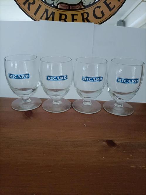 4 Ricard glazen uit Frankrijk, Verzamelen, Glas en Borrelglaasjes, Zo goed als nieuw, Overige typen, Ophalen of Verzenden
