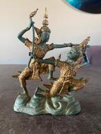 Thaise Brons Gevechtsscène Phra Rama en de Demon beeld, Antiek en Kunst, Kunst | Beelden en Houtsnijwerken, Ophalen of Verzenden