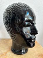 Retro glazen hoofd zwart vintage 25 cm, Antiek en Kunst, Kunst | Designobjecten, Ophalen of Verzenden