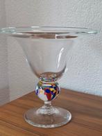 Glazen gemerkte vaas/schaal met kleurrijke "murano'  bolvoet, Ophalen of Verzenden