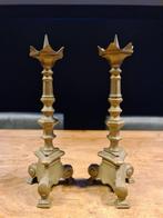 set koperen bronzen kandelaar pen-kandelaars 24cm hoog, Antiek en Kunst, Antiek | Kandelaars, Ophalen of Verzenden, Koper of Brons