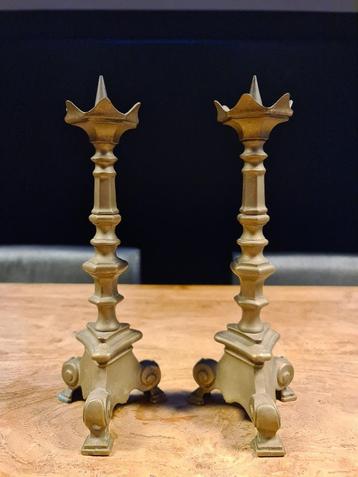 set koperen bronzen kandelaar pen-kandelaars 24cm hoog beschikbaar voor biedingen