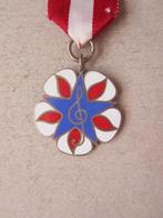 Muziek, zilveren hanger, geemailleerd, aan lint, Ophalen of Verzenden, Zilver, Nederland