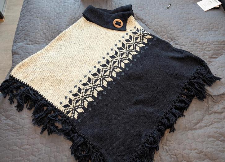 Poncho,  wol, Kleding | Dames, Truien en Vesten, Nieuw, Blauw, Ophalen of Verzenden