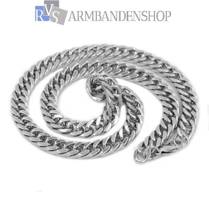 Rvs heren ketting van RVS zilver staal ketting sieraad, Sieraden, Tassen en Uiterlijk, Kettingen, Nieuw, Overige materialen, Zilver