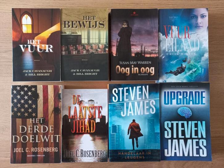 VOORDEEL LEESPAKKET 8 spannende chr. thrillers/romans, €25,-, Boeken, Thrillers, Gelezen, Ophalen of Verzenden