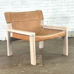 Tuigleren cognac kleurige design fauteuil, Huis en Inrichting, Fauteuils, Ophalen, Hout, -, 75 tot 100 cm