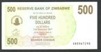 Bankbiljet - Zimbabwe 500 Dollars 2006., Ophalen of Verzenden, Zimbabwe, Los biljet