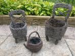 Tuinmand mand bloemenmand plantenmand bloempot set, Tuin en Terras, Bloempotten, Ophalen of Verzenden, Gebruikt, Minder dan 25 cm
