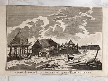 A View in the Town of Bolcheretzk,  Kamtschatka, 1790, mooi! beschikbaar voor biedingen