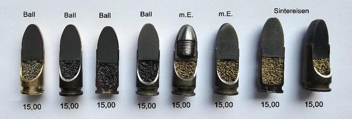 9mm Parabellum Luger 08 WW2 DOORSNEDEN, Verzamelen, Militaria | Tweede Wereldoorlog, Landmacht, Hulzen of Bodemvondsten, Duitsland