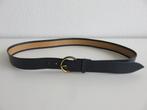 Vintage donkerblauwe leren riem met goudkleur gesp, Kleding | Dames, Riemen en Ceinturen, 3 tot 5 cm, Heupriem, Ophalen of Verzenden