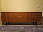 Vintage Deens dressoir 225cm – Jaren 60 sideboard – Teak, Ophalen, 25 tot 50 cm, 200 cm of meer