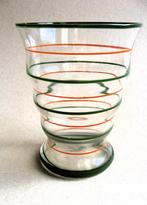 Leerdam art deco ribbelvaas met gekleurde strepen jaren 50, Antiek en Kunst, Antiek | Glas en Kristal, Ophalen of Verzenden