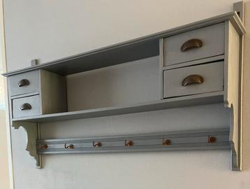 Stoer rek kapstok regaal laatjes haken 118,7 x 63 x 20,8 beschikbaar voor biedingen