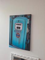 Canvas schilderij – Blauwe vintage benzinepomp, Huis en Inrichting, Minder dan 50 cm, 50 tot 75 cm, Nieuw, Ophalen of Verzenden