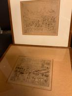 Antieke Ets Cor de Wolff Kermis + Markt 1941 Paar Set Etsen, Ophalen of Verzenden