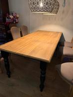 Massief houten eettafel met zwarte bolpoten 220x100, Huis en Inrichting, Tafels | Eettafels, Ophalen, 200 cm of meer, 50 tot 100 cm