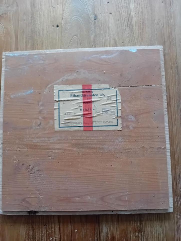 Duitse Handgranaat Kist Deksel WOII - 1941, Verzamelen, Militaria | Tweede Wereldoorlog, Kist of Geocache, Duitsland, Verzenden