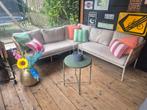 Bamboe/rotan hoekbank met beige kussens, Ophalen, Zo goed als nieuw, Bank, Loungeset