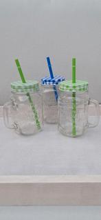 Mason Jar Drinkbekers met Deksel en Rietje, Ophalen of Verzenden, Nieuw