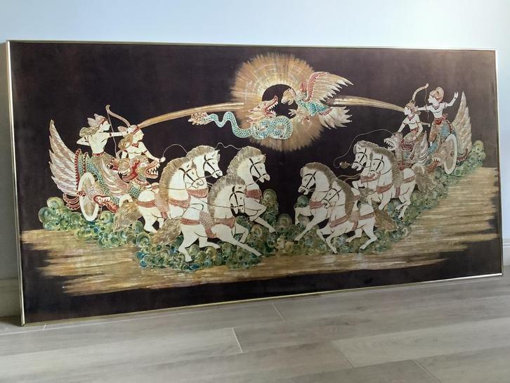 Groot batik schilderij, Antiek en Kunst, Kunst | Niet-Westerse kunst, Ophalen